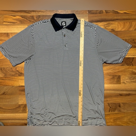FootJoy Blue Striped Golf Polo Shirt Short Sleeve Stretch Performance Size Large - Picture 3 of 6